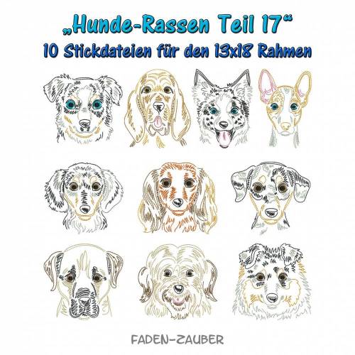 Hunderassen Teil 17 - Stickdatei-Set für den 13x18cm Rahmen