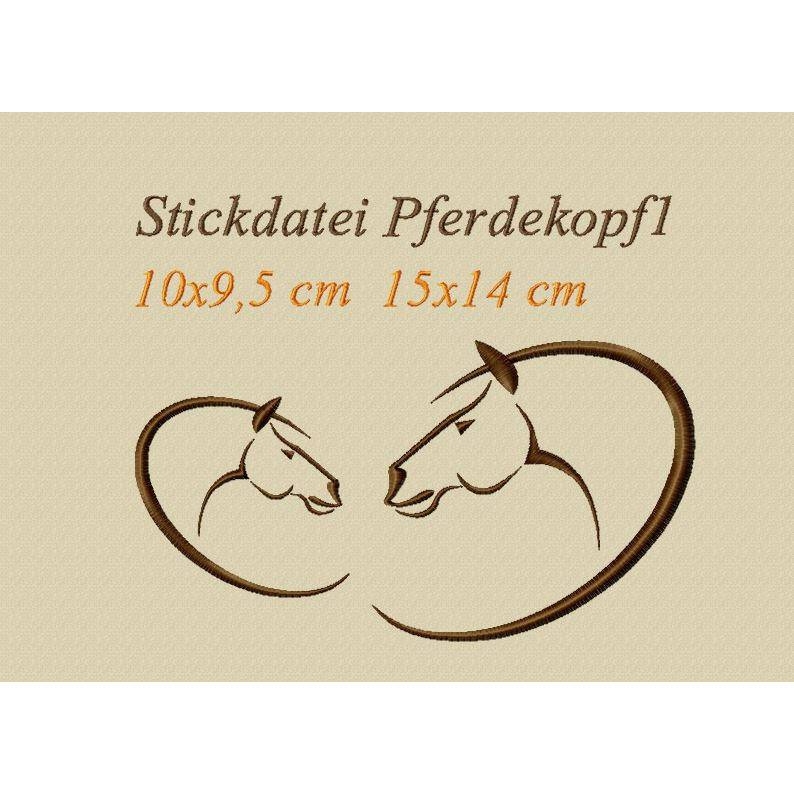Stickdatei, Pferdekopf in 2 größen, 10x9 14x15 cm zum besticken von T-Shirts und Handtüchern Bild 1