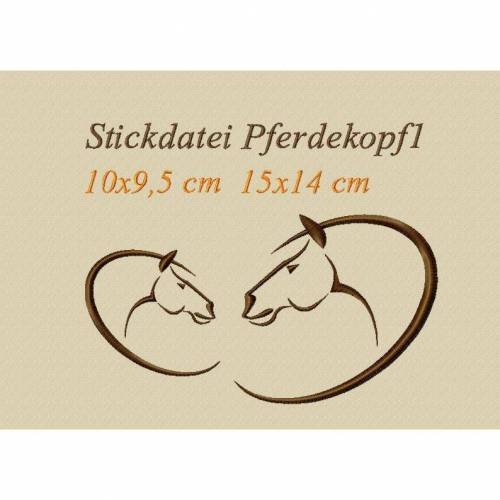 Stickdatei, Pferdekopf in 2 größen, 10x9 14x15 cm zum besticken von T-Shirts und Handtüchern