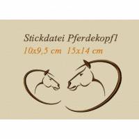 Stickdatei, Pferdekopf in 2 größen, 10x9 14x15 cm zum besticken von T-Shirts und Handtüchern