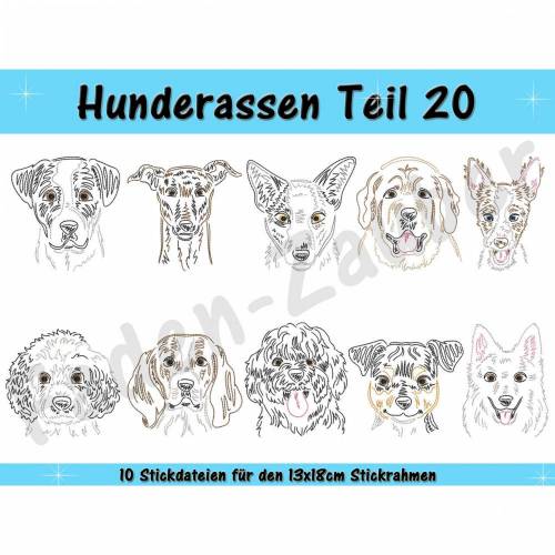 Hunderassen Teil 20 - Stickdatei-Set für den 13x18cm Rahmen