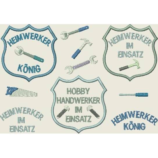Stickdatei Werkzeug  *  Handwerker Handwerker Button Maschinenstickerei Set 311 Bild 2