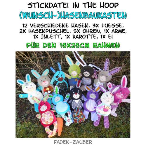 Hasenbaukasten in the hoop Größe L 16x26cm