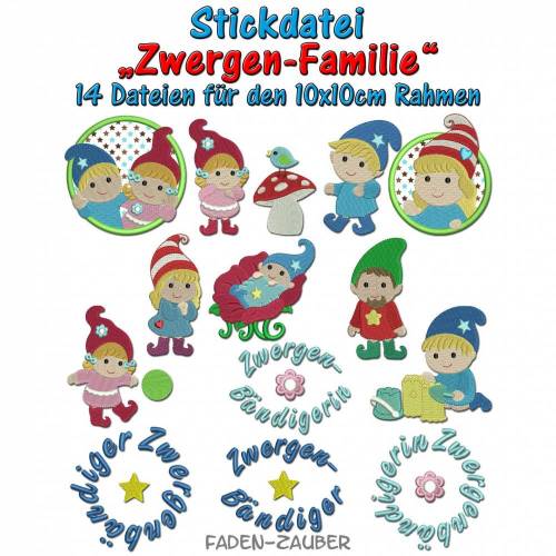 Zwergen-Familie - Motive für den 10x10cm Rahmen