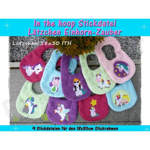 Lätzchen Einhorn-Zauber in the hoop für 18x30