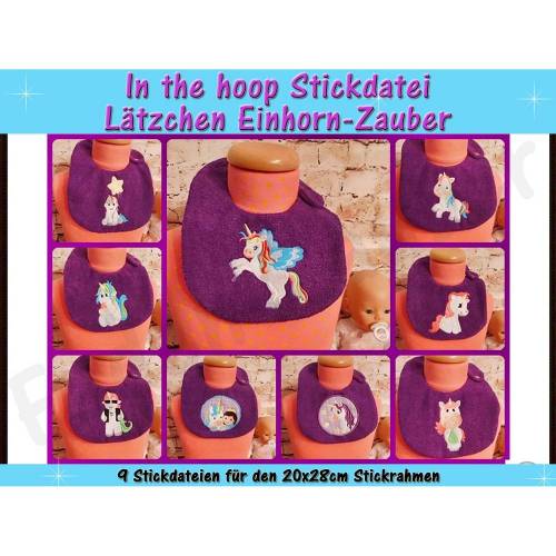 Lätzchen Einhorn-Zauber in the hoop für 20x28