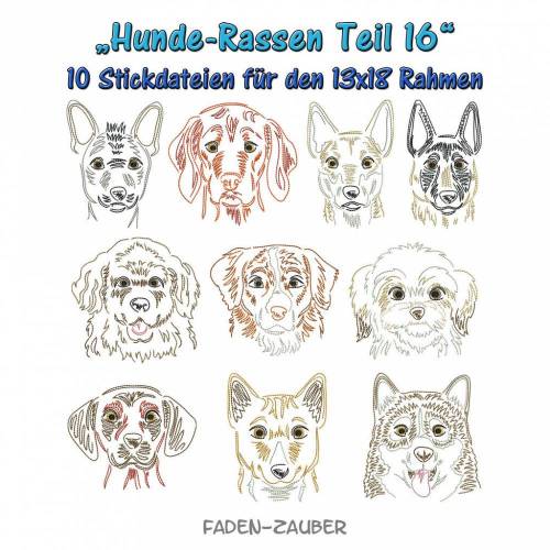 Hunderassen Teil 16 - Stickdatei-Set für den 13x18cm Rahmen