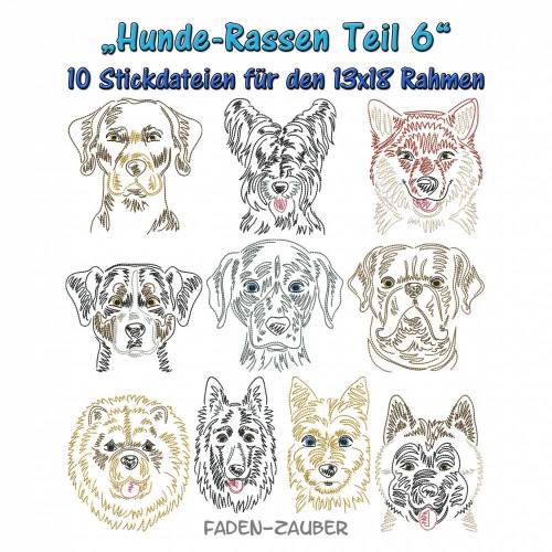 Hunderassen Teil 6 - Stickdatei-Set für den 13x18cm Rahmen
