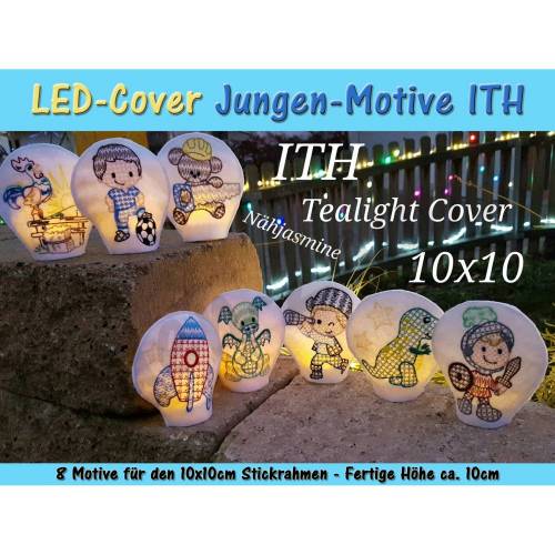 LED Kerzen-Cover Jungen-Motive 10x10 Rahmen