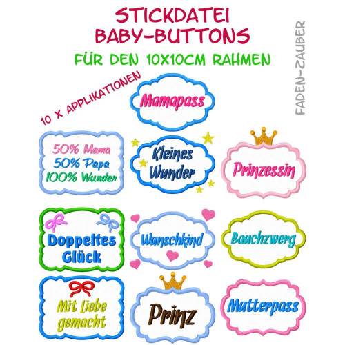 Baby-Buttons Rahmen Applikationen 10x10cm Rahmen