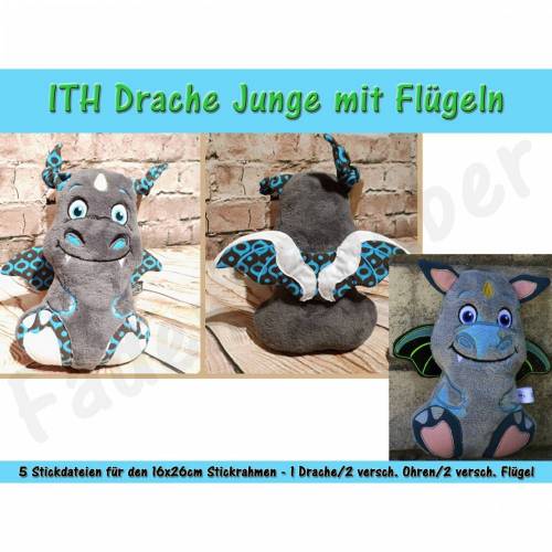 Drache Junge ITH Größe L für den 16x26cm Rahmen
