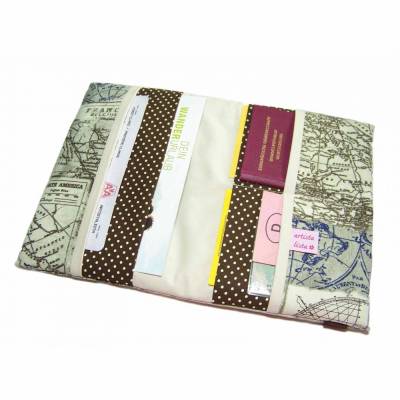 Reiseorganizer Nautik beige braun Reiseetui Travel Organizer Dokumententasche Etui für Dokumente Reiseunterlagen - maritim