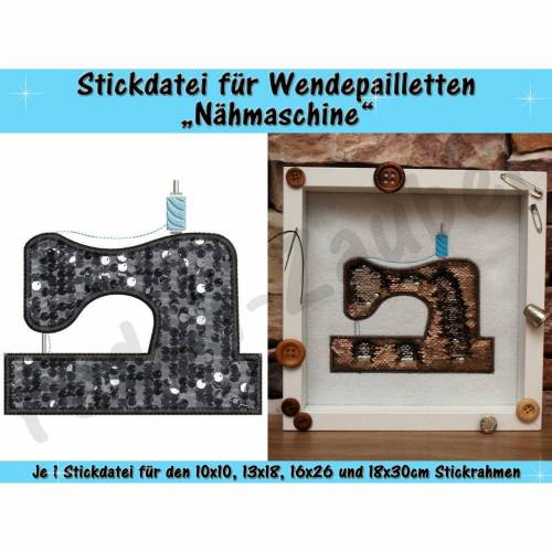Wendepailletten-Applikation Nähmaschine - Stickdatei-Set für den 10x10cm bis 18x30cm Rahmen