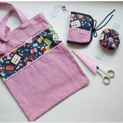 Handarbeitstasche, Projekttasche, Handarbeitsbeutel, Grundausstattung, Textiles Gestalten Schule, Handarbeits-Unterricht, Stoffbeutel,