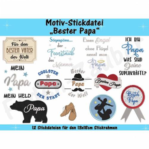 Bester Papa - Stickdatei-Set für den 13x18cm Rahmen