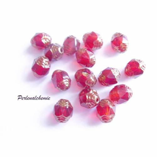 Glasschliffperlen Prop Beads 8 x 6 mm rubinrot 10 Stück