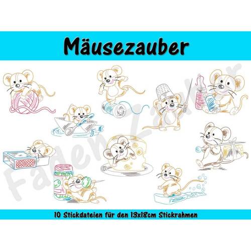 Mäusezauber - Stickdatei-Set für den 13x18cm Rahmen