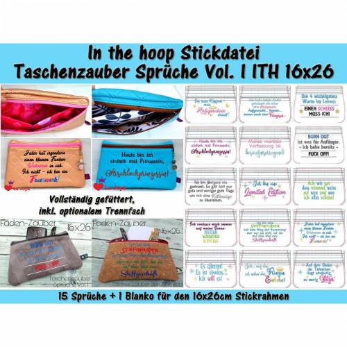 Taschenzauber Sprüche Vol. I - ITH für den 16x26cm Rahmen