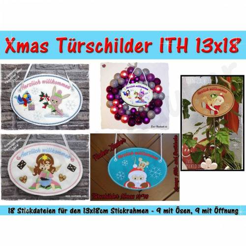 Türschilder Weihnachten ITH für den 13x18 Rahmen