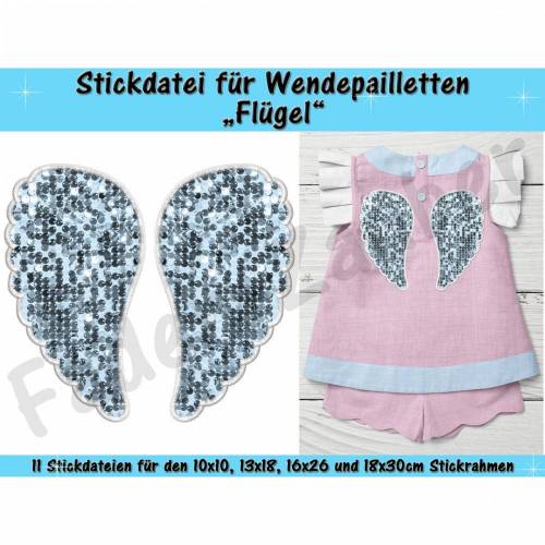 Wendepailletten-Applikation Flügel - Stickdatei-Set für den 10x10cm bis 18x30cm Rahmen