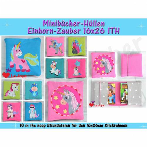 Minibücher-Hüllen Einhörner ITH für 16x26cm Rahmen