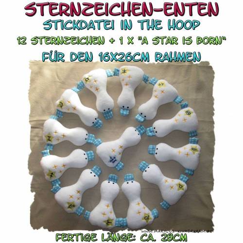 Sternzeichen-Enten Set Größe L für 16x26cm Rahmen