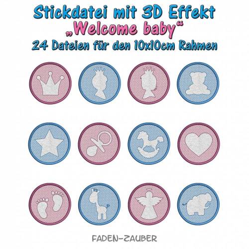3D Effekt Welcome baby - für den 10x10cm Rahmen