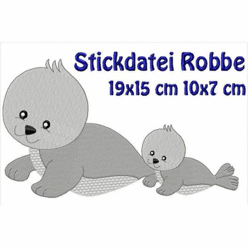 Stickdatei, Robbe 10x7 19x15 cm