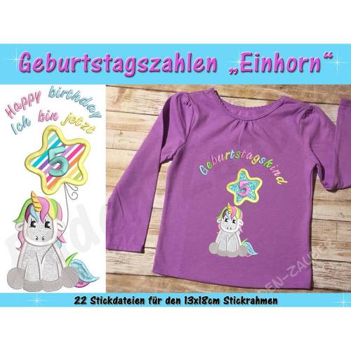 Geburtstagszahlen Einhorn für den 13x18 Rahmen