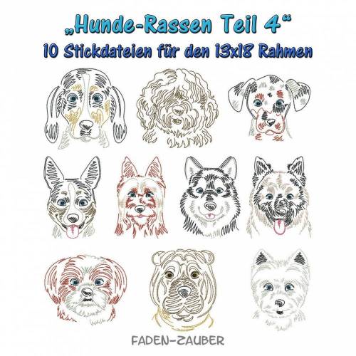 Hunderassen Teil 4 - Stickdatei-Set für den 13x18cm Rahmen