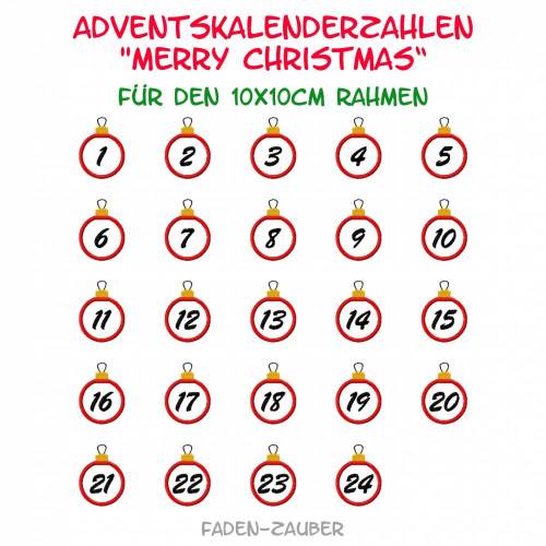 Adventskalenderzahlen Merry Christmas 10x10