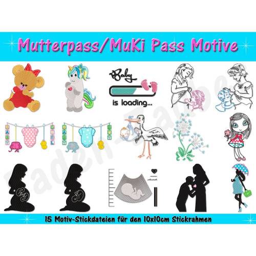 Mutterpass-Motive für den 10x10cm Rahmen