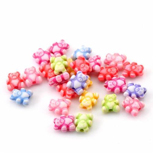 Perlen Bärchen bunt 9 x 8 mm Acryl 100 Stück