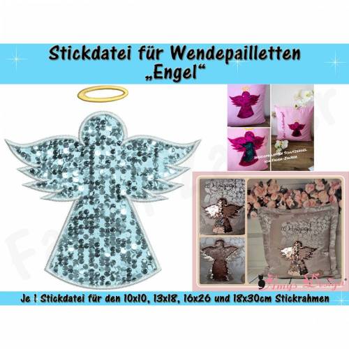 Wendepailletten-Applikation Engel - Stickdatei-Set für den 10x10cm bis 18x30cm Rahmen