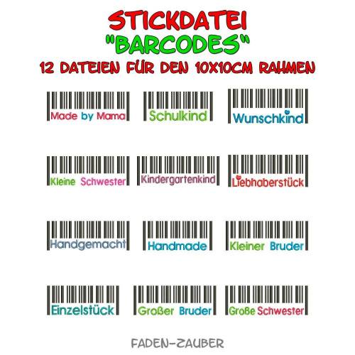 Witzige Barcodes für den 10x10cm Rahmen