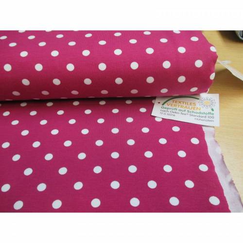 Jersey,Baumwoll Jersey, Punkte, Dots,pink, Oeko-Tex® Standard 100(1m/12,-€)