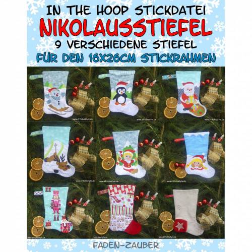 Nikolausstiefel in the hoop für den 16x26cm Rahmen