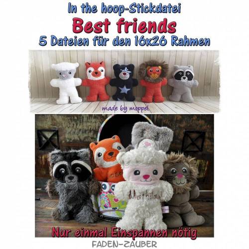 Best friends in the hoop Größe L 16x26cm