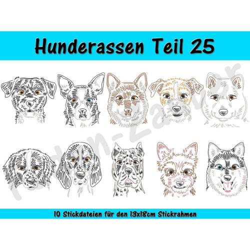 Hunderassen Teil 25 - Stickdatei-Set für den 13x18cm Rahmen