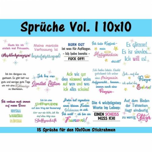 Sprüche Vol. I - Stickdatei-Set für den 10x10cm Rahmen
