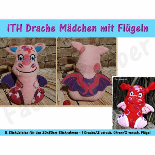 Drache Mädchen ITH Größe XXL für 20x30cm Rahmen