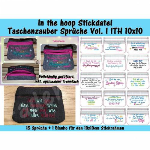 Taschenzauber Sprüche Vol. I - ITH für den 10x10cm Rahmen