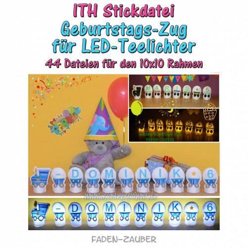 LED-Teelicht Zug Geburtstag für 10x10cm Rahmen