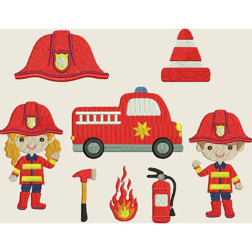 Stickdatei Feuerwehr Feuerwehrauto Feuerwehrmann Design by Jasmina Set 565 Bild 1