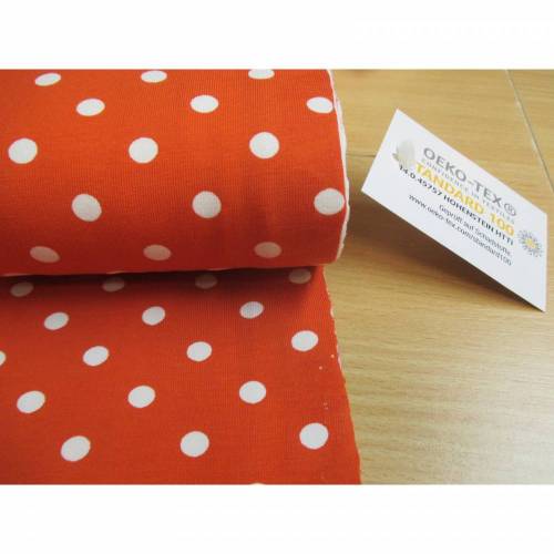 Jersey,Baumwoll Jersey, Punkte, Dots, korallenorange, Oeko-Tex® Standard 100(1m/12,-€)