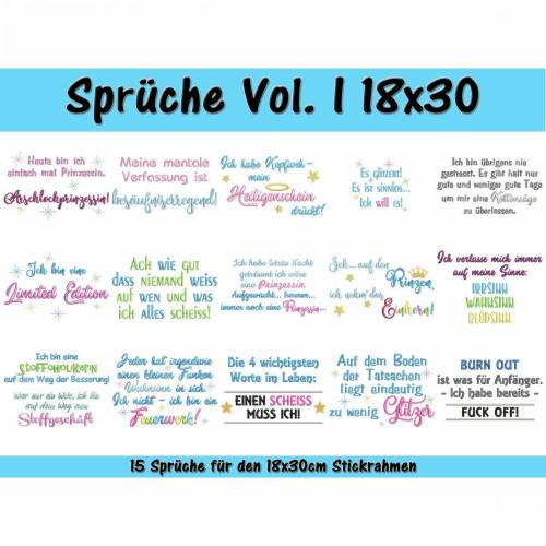 Sprüche Vol. I - Stickdatei-Set für den 18x30cm Rahmen