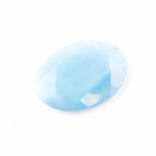 Facettierter Glascabochon Seidenglas hellblau 18 x 25 mm
