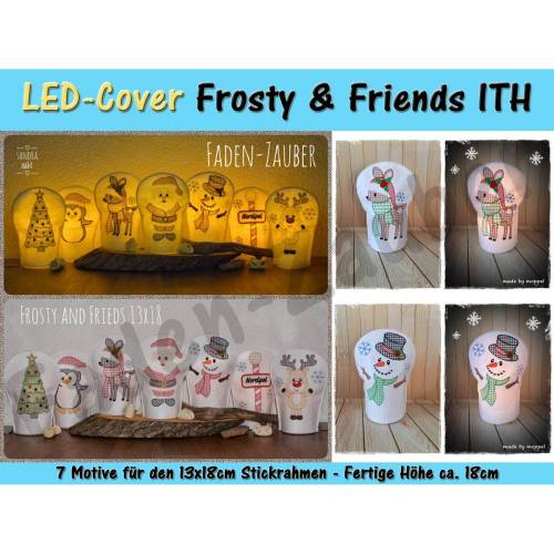 LED Kerzen-Cover Frosty & Friends 13x18 Rahmen