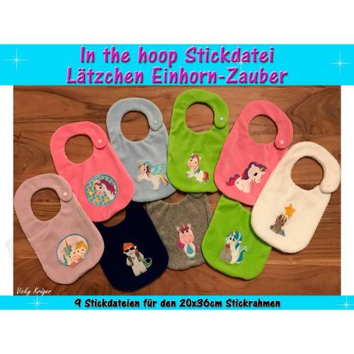 Lätzchen Einhorn-Zauber in the hoop für 20x36