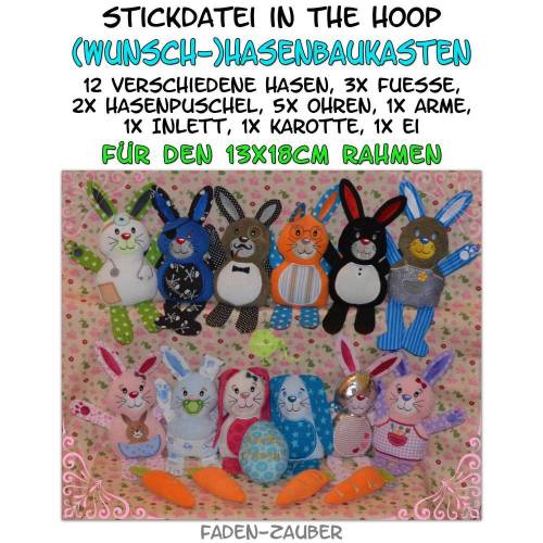 Hasenbaukasten in the hoop Größe M 13x18cm